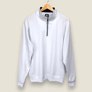 FootJoy Viertelreißverschluss Golfpullover Herren Large weiß schwarz Stretch feuchtigkeitsableitend FJ - Bild 1 von 13