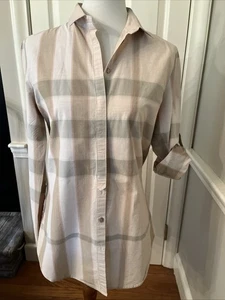 Camicia donna BURBERRY BRIT con bottoni manica lunga marrone/multi quadri media - Foto 1 di 9