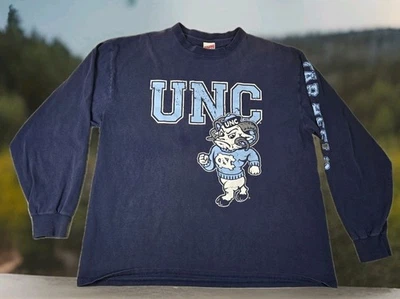 North Carolina Tar Heels Shirt Mens XL Navy Blue Soffe Faded Flaws Long Sleeve - Image 1 of 4