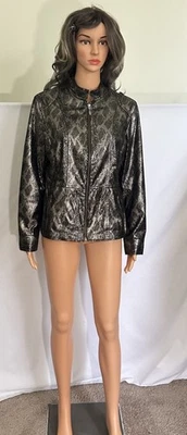 Chaqueta Chico’s Mujer Cremallera Completa Forrada Negra/Dorada Blazer Bolsillos con Cremallera Talla 1, Mediana Foto 1 de 4