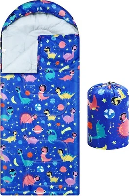 Saco de dormir de camping para niños 3 estaciones cálido frío 72,83 x 27,56", azul  Foto 1 de 4
