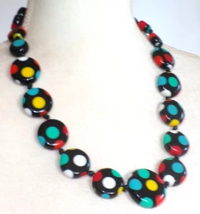 Collar Sobral Dots Multicolor Lunares en Cuentas Negras Hecho por Artista - Imagen 1 de 6