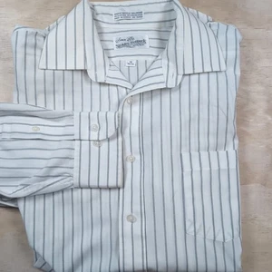 Vintage Sears Roebuck & Co. geknöpftes Hemd Herren 16 34/35 weiß schwarz gestreift - Bild 1 von 8