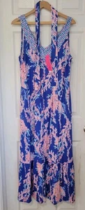 Lilly Pulitzer Neu Madsen Midikleid Borealis Blau Schwimmen Über Größe L - Bild 1 von 7