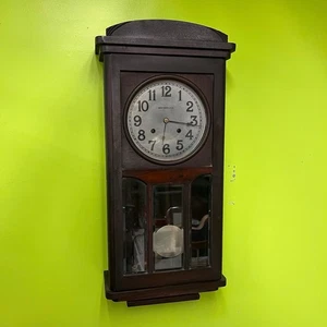 New Haven Clock Co. Madero 8 Tage mechanische Wanduhr mit Schlüssel getestet & funktioniert! - Bild 1 von 14