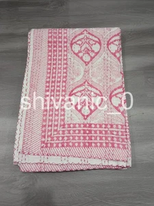 Indian Double/Single Gudri Handmade Quilt Vintage Hand Block Print Kantha Quilt - Picture 1 of 5