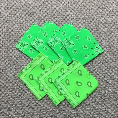 Lote 7 Pañuelos Paisley Verde Neón 100% Algodón Pañuelo Envoltura para la Cabeza Bufanda Foto 1 de 4