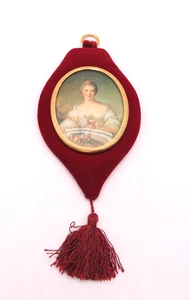 Broche de cinta retrato de memoria de luto de colección sobre terciopelo retrato de dama hecho en Italia - Imagen 1 de 10