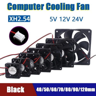 CPU Kühlgebläse 5V 12V 24V PC Kleiner Computer Lüfter Schwarz 2 Pin 40 - 120mm - Bild 1 von 3