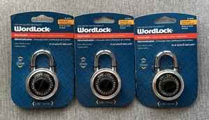 3er Pack WordLock zurücksetzbares Text Zifferblatt gehärteter Stahl Bügel Vorhängeschloss - Bild 1 von 1