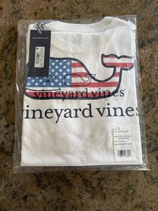 Vineyard Vines Boys Size Small Flag Whale Pocket Tee Shirt - 4th of July - Picture 1 of 4