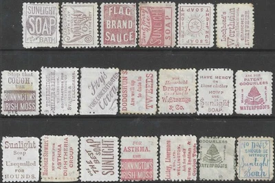 NEW ZEALAND 1893 1d P.10 * 20 different adverts with various colours, used. - Image 1 of 2