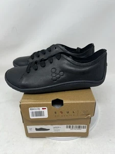 New Mens Vivo Barefoot Addis Black Leather Casual Shoes Sneakers EU 37 US 7 L - Picture 1 of 9