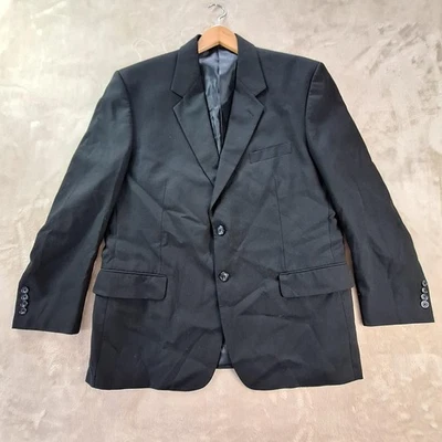 George Blazer Para Hombres 44R Traje Negro Chaqueta Dos Botones Muesca Solapa Profesional Foto 1 de 4