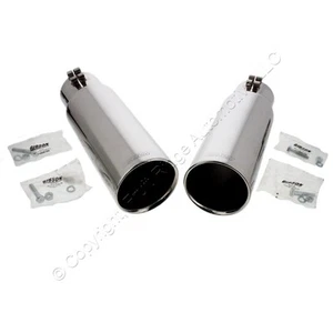 PAIR Gibson 4" Intercooled Dual Walled Polished Stainless Round Exhaust Tips - Picture 1 of 4