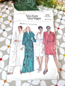 Vogue 8155 Sewing Pattern Unisex Robe Dressing Gown Size Medium 12 14 BEE 1987 - Picture 1 of 4
