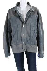 YVX Womens Oversize Denim Collared Button Up Jean Trucker Jacket Blue Medium - Picture 1 of 6