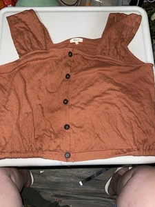 Camiseta sin mangas Madewell para mujer tejido arrugado botón delantero talla XXL oxidada - Imagen 1 de 5