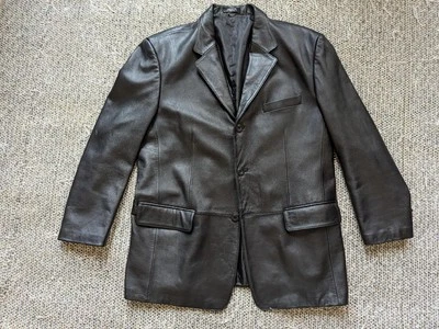 vintage Y2K lambskin BLAZER black XL leather 46L sportscoat jacket 1990s - Imagem 1 de 4