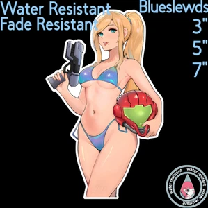 Metroid Zero Suit Samus Aran 3" / 5" / 7" Lewd Anime Laptop Bottle Sticker - Picture 1 of 1