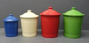 Set 4 HLC Fiesta Canister Set w/ Lids Green/Red/Blue/Ivory Fiestaware USA - Picture 1 of 9