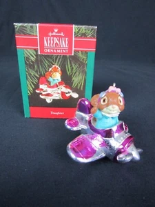 Hallmark Keepsake 1992 Ornament DAUGHTER Squirrel in Pink silver Airplane - Picture 1 of 14