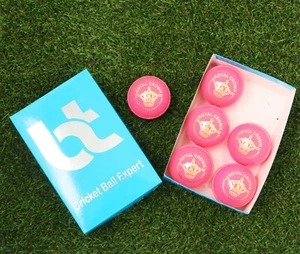 6 Cricket Balls Pink 156g 2piece Leather Excellent Quality pack of 6 balls - Picture 1 of 8