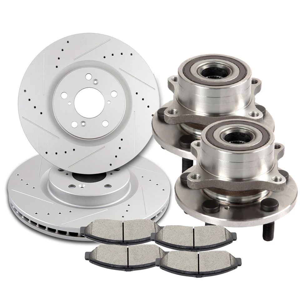 Front Brake Rotors & Wheel Hub Ceramic Pads Drilled For 2010-2013 Acura ZDX Foto 1 de 1