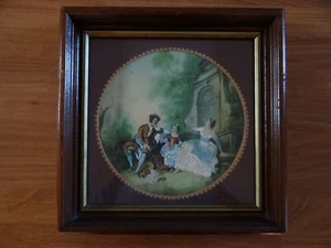 Pintura bordada romántica enmarañada y enmarcada del siglo XIX - Imagen 1 de 8