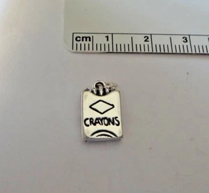 Sterling Silver 3D 16x9mm 3.5 gram School Teacher Box of Crayons Solid Charm - Picture 1 of 2