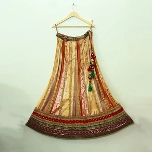 Heavy Net Hand Embroidered By Designer Sabyasachi Brocade Lehenga Skirt Zardozi - Picture 1 of 10
