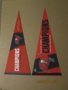 NFL Tampa Bay Buccaneers Lot of 2 Different Super Bowl LV Champions Pennants - Picture 1 of 1
