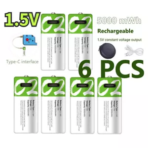 5000mWh USB 6PCS C2 1.5V Fast Charge Li-ion Rechargeable Battery Type C Cable - Photo 1/4