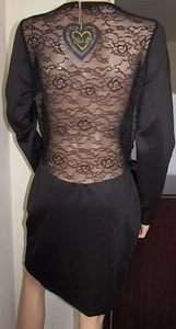Club L Sleeve Bodycon Sleeves Lace Insert Occasion Party Mini Dress 16 Black - Picture 1 of 8