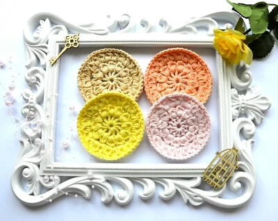 Handmade Crochet Reusable Face Pads – 4pc Set, Eco-Friendly, Washable Makeup - Image 1 of 4