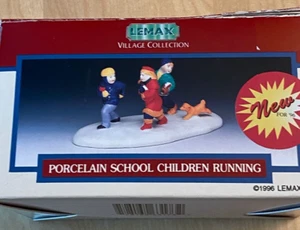 Vtg 1996 Lemax Porcelain Dickensvale SCHOOL CHILDREN RUNNING Accessories #63173 - Picture 1 of 2