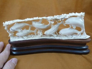 Whal-118 Orca Killer Whales of shed ANTLER figurine Bali detailed whale pod - Picture 1 of 8