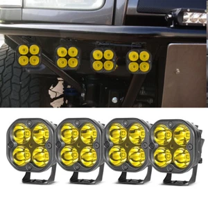 Barra de luces de trabajo LED amarillas 4X3"" 40W vainas antiniebla ATV 4x4 todoterreno SUV barco a motor - Imagen 1 de 13