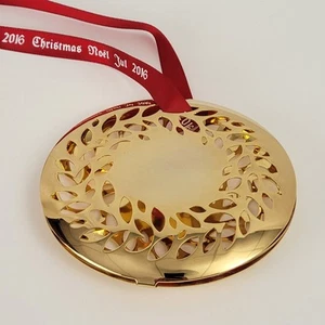 Georg Jensen 2016 Magnolie Lorbeerkranz Weihnachtsschmuck Gold, 3,5" x 3,25" - Bild 1 von 4