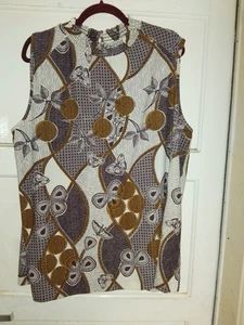 Ladies Brown Multi Coloured Sleeveless Top Size 22 - Picture 1 of 1