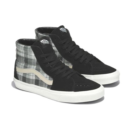 VANS Sk8 Hi GRUNGE PLAID UNISEX UOMO TAGLIA 6 5 = DONNA TAGLIA 8 SCARPE NERO GRIGIO NUOVE