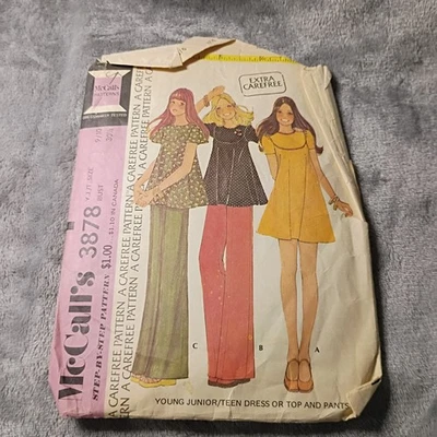 McCall's Carefree Pattern 3878 Size 9/10 Pre-Cut Dress Top Pants Pattern - Image 1 of 2
