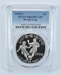1994-S World Cup Soccer Commemorative Dollar PR69 DCAM PCGS Blue Label *7064 - Picture 1 of 5