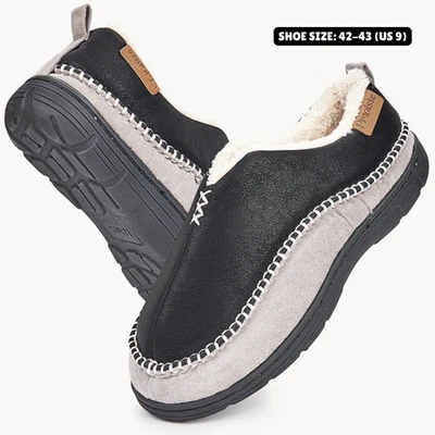 Мужские зимние теплые плюшевые тапочки без шнуровки из пеноматериала с эффектом памяти для помещений - Изображение 1 из 4