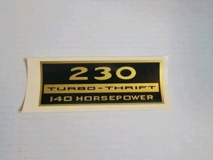 Vtg Reproduction Chevy 230 Turbo Thrift 140 Horsepower Valve Cover Decal - NEW! - Bild 1 von 5