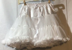 New Adult Costume White Petticoat Ruffled Mini Skirt 3 Layers Fluffy - Picture 1 of 9