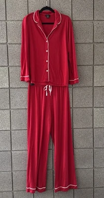 J.Crew Eco Dreamiest Juego de Pijama Manga Larga Rojo con Pipa Blanca M Navidad Foto 1 de 4