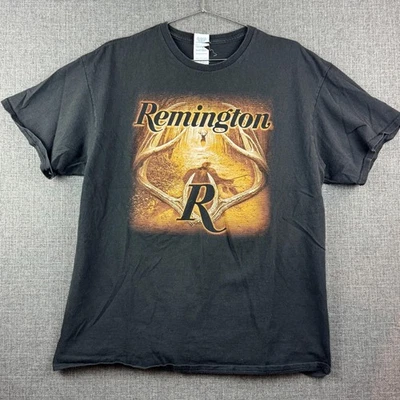Camisa Remington Para Hombres XL Cuernos de Ciervo Negro Caza Aire Libre Camiseta Gráfica Foto 1 de 4