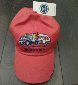 Road Trip Life Is Good Slideback Hat Red One Size Adjustable Embroidered Cotton - Picture 1 of 3