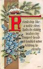 1913 Friendship Motto Postcard With Forget-Me-Nots & A Snowy Pine Bough